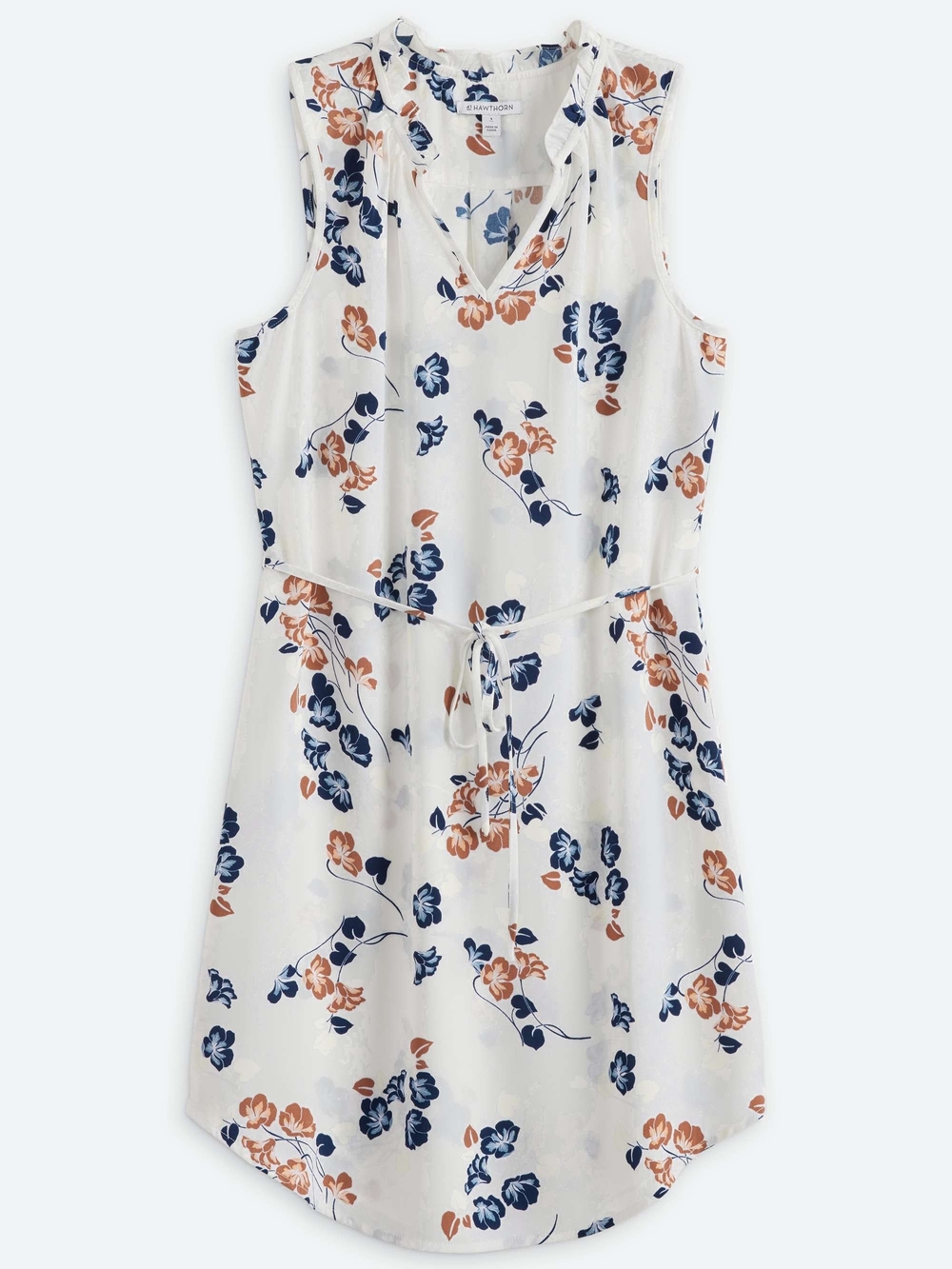 croft & barrow White Floral Sleeveless Tie-Waist Dress Size MP